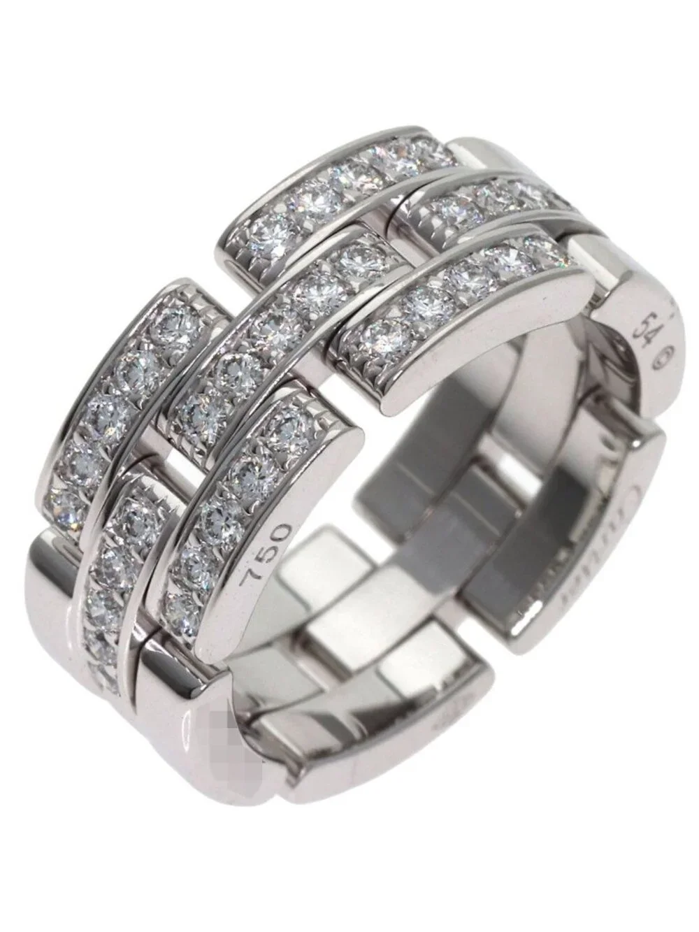 Cartier Maillon Panthere Half Diamond 54 Ring 18k White Gold